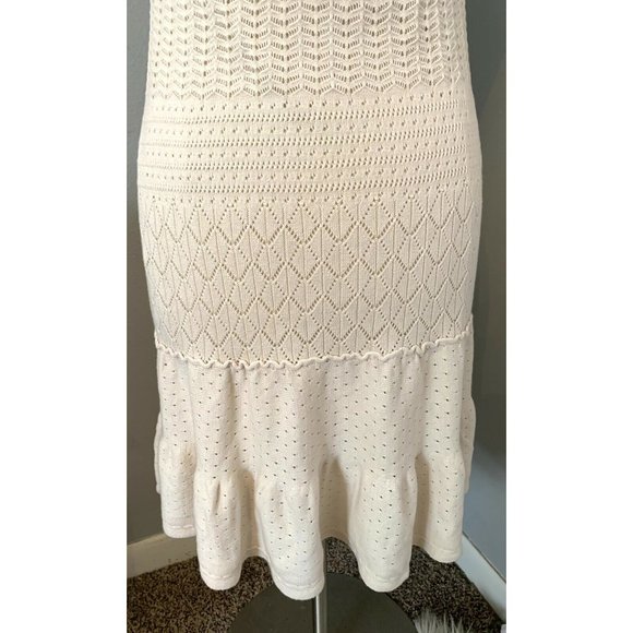 London Times Dress Sz 14 Cream/Tan Crochet Lace Overlay Sleeveless Wedding Party - Picture 10 of 12